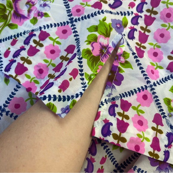 Vintage l 70s L Alex Colman Feminine Floral Silky Pointy Collar Disco Mod Blouse - Picture 9 of 16